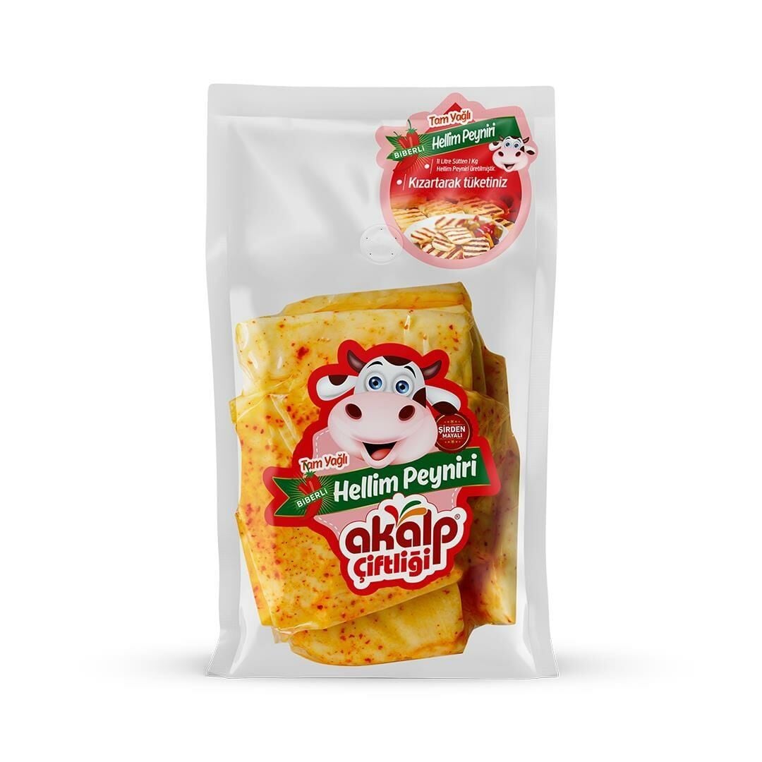 Tam Yağlı Biberli Hellim Peyniri 500 Gr
