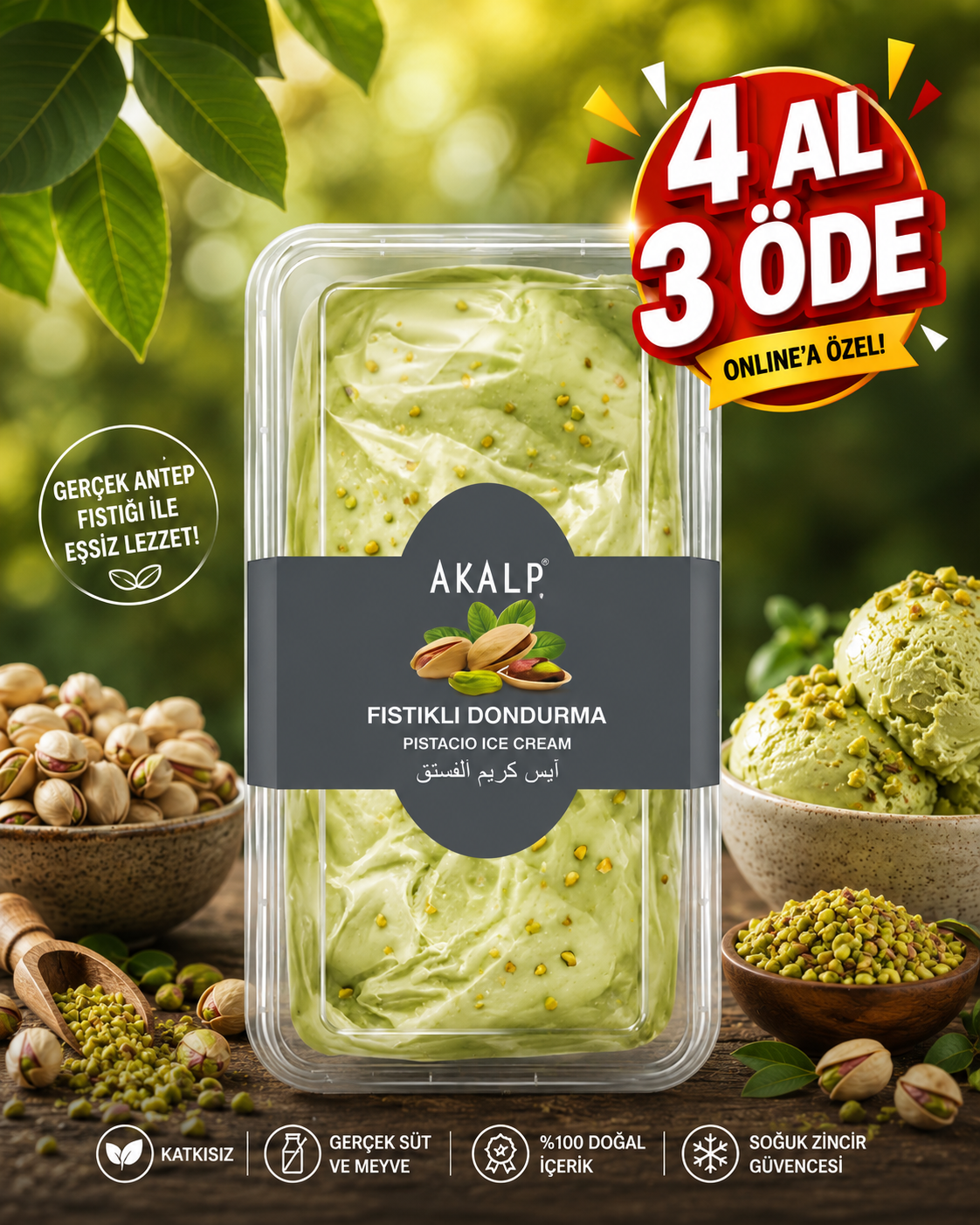 Fıstıklı Dondurma 500 Gr