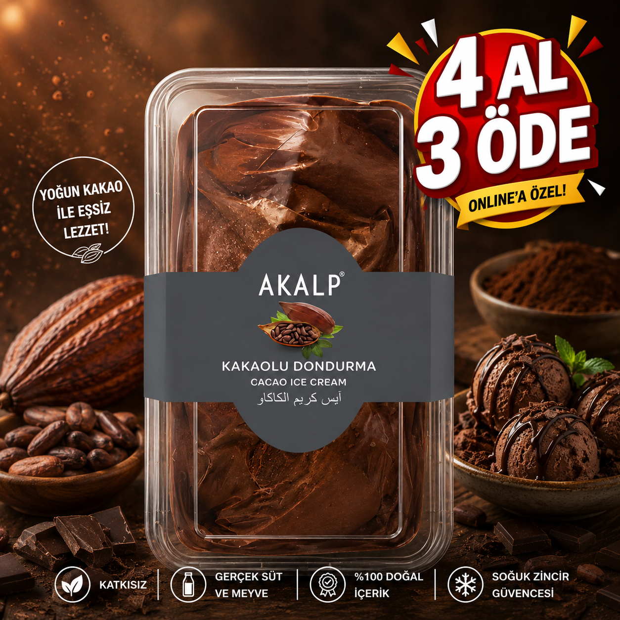 Kakaolu Dondurma 500 Gr