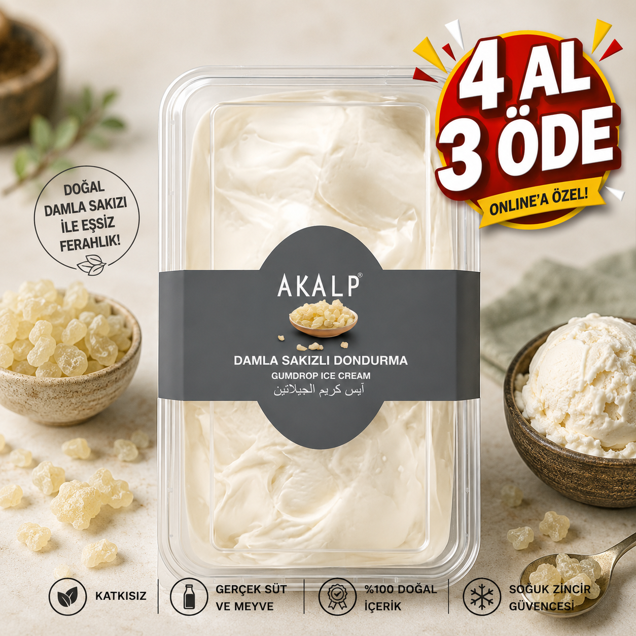 Damla Sakızlı Dondurma 500 Gr